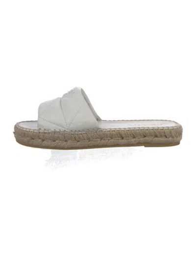 Pre-owned Prada Leather Whipstitch Trim Slides In White