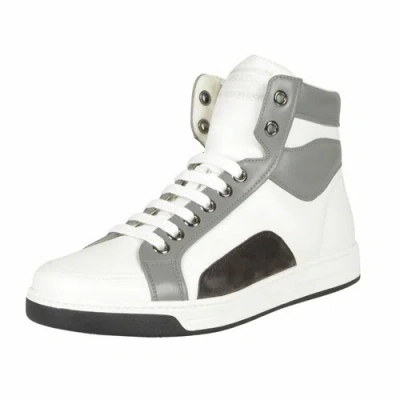 Pre-owned Prada Leather White Hi Top Fashion Sneakers Shoes Sz 7 7.5 8 8.5 9 9.5 10 11