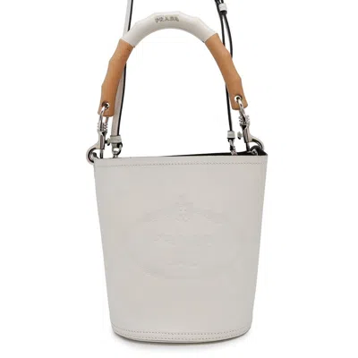 Pre-owned Prada Leather Wood Handbag Shoulder Bag () In White