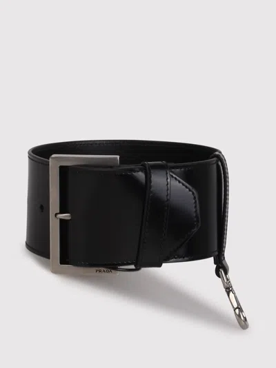 Prada Women Leather Wrist Strap In Black