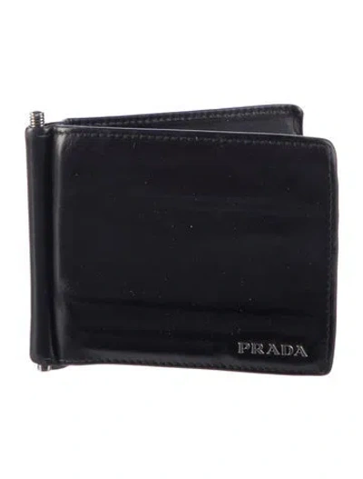 Pre-owned Prada Leather Wristlet In Black