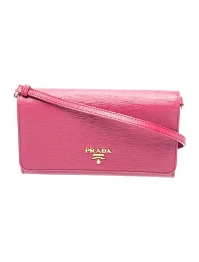Pre-owned Prada Leather Wristlet In Pink