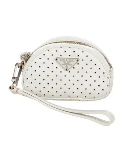 Pre-owned Prada Leather Wristlet In White