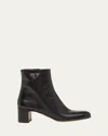Prada Leather Zip Ankle-booties In Black