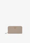 Prada Leather Zip-around Wallet In Pink