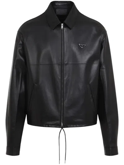 PRADA LEATHER ZIPPER JACKET