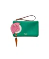 Prada Leather Zipper Pouch In Green