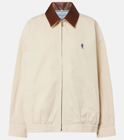 Prada Garmentdyed Old Gabardine Blouson With Embroidery In Multi