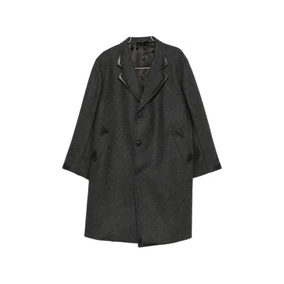 Prada Leather-trimmed Single-breasted Coat In Gray