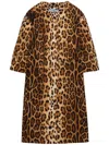 Prada Leopard Print Overcoat In Brown