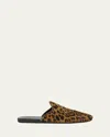 Prada Leopard Calf Hair Flat Mules In Brown