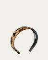 Prada Leather Leopard Headband In Miele