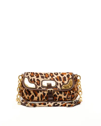 Prada Leopard Fur Chain Hobo Bag