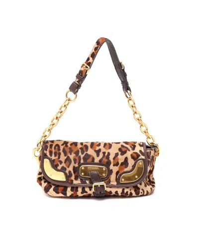 Prada Leopard Fur Chain Hobo Bag In Brown