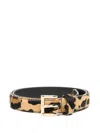 Prada Leopard Print Belt With Gold-tone Buckle