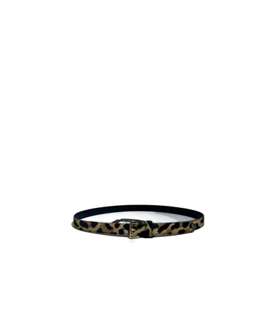 Prada Leopard-panel Belt In Black