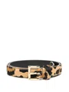 Prada Leopard Print Belt With Gold-tone Buckle In Miele