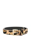 Prada Leopard Print Belt With Gold-tone Buckle In Miele
