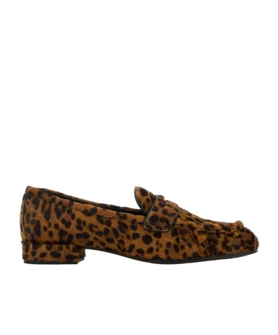 PRADA PRADA LEOPARD-PATTERN PENNY LOAFERS
