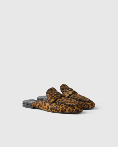 PRADA LEOPARD-PRINT LEATHER MULES