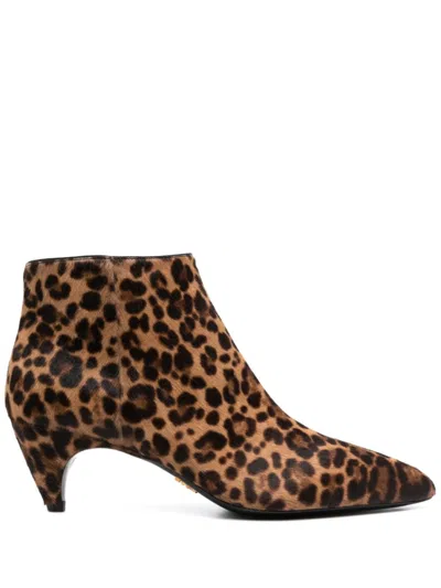 PRADA LEOPARD PRINT POINTED TOE BOOTS