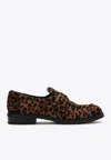Prada Leopard Print Slip On Loafers In Brown
