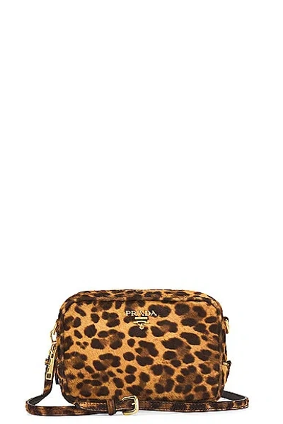 Prada Leopard Shoulder Bag In Brown