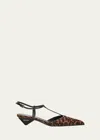 Prada Leopard T-strap Ballerina Pumps In Miele