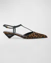 Prada Leopard T-strap Ballerina Pumps In Miele