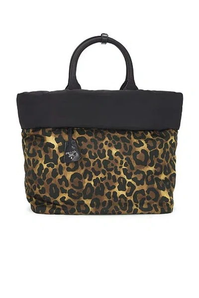 Pre-owned Prada Leopard Tessuto Tote Bag In Black