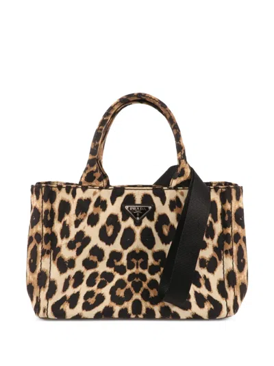 Pre-owned Prada Leopard-print Tote Bag In Neutral