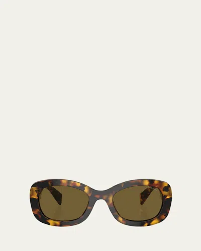 Prada Lettering Logo Acetate Oval Sunglasses In Pink