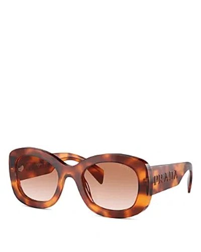 Prada Lettering Oval Sunglasses, 55mm In Brown