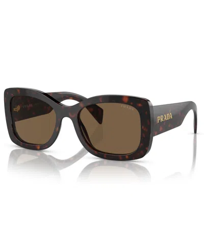 Prada Lettering Oval Women's Sunglasses, Pr A08s In Brown