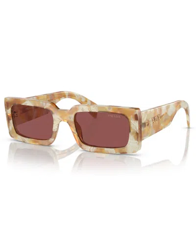 Prada Logo-print Rectangle-frame Sunglasses In Brown