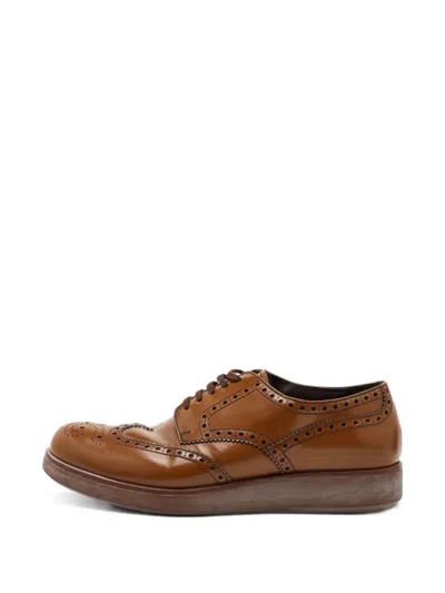 Pre-owned Prada Levitate Wingtip Derby Shoes In Brown