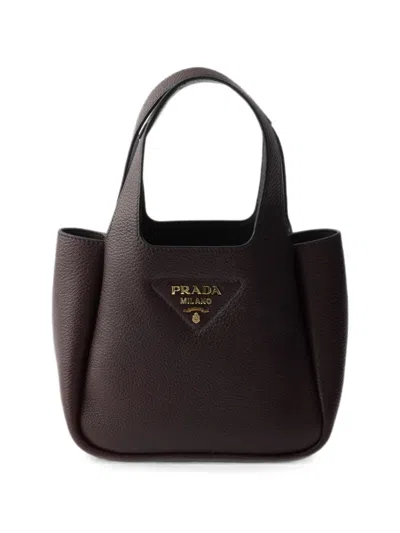 Prada Liaison Mini Leather Handbag In Brown