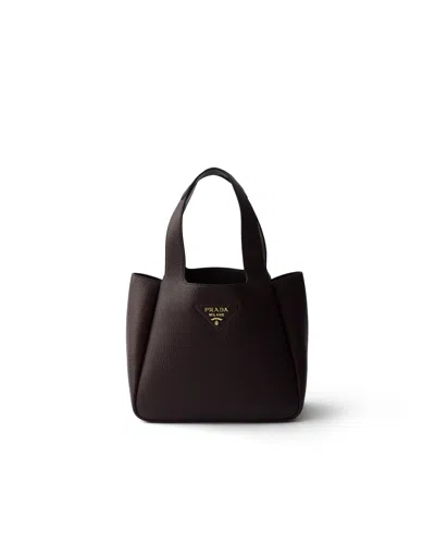 Prada Liaison Small Leather Tote Bag In Brown