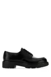 Prada Polished Black Leather Loafers With Chunky Rubber Sole In Black