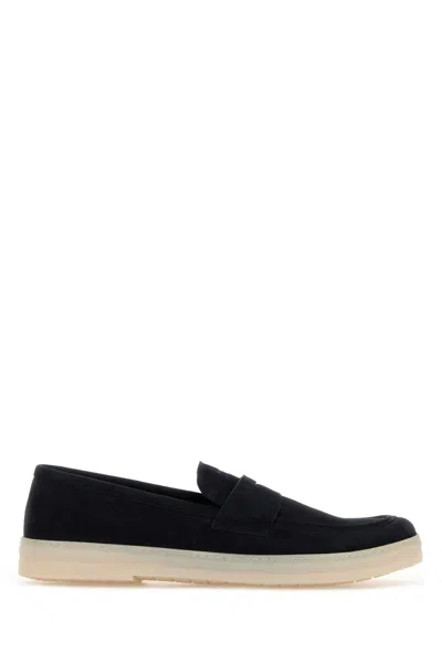 Prada Navy Blue Suede Loafers