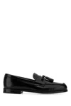 Prada Black Leather Loafers In Black