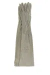 Prada Guanti Lunghi In Pelle Scamosciata Grigio Chiaro Donna