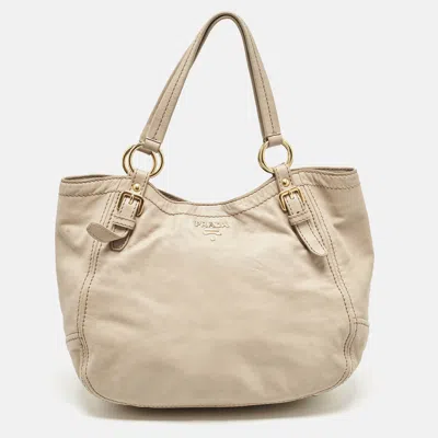 Pre-owned Prada Light Beige Leather Tote