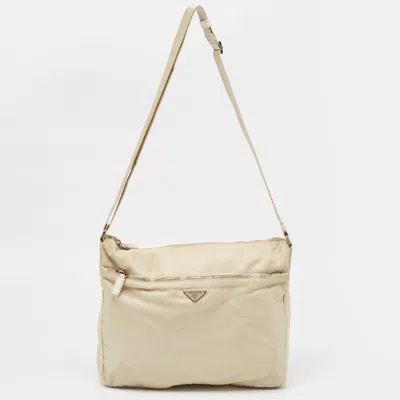 Pre-owned Prada Light Beige Nylon Messenger Bag