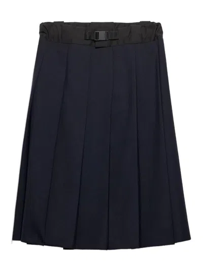 Prada Light Beige Wool Virgin Wool Polyester Skirt In Blue