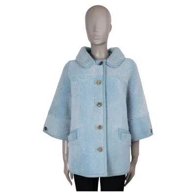 Pre-owned Prada Light Blue 2019 Shearling Fur Short Sleeve Jacket 40 S