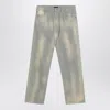 Prada Light Blue Corduroy Trousers With Washed Effect In Gray