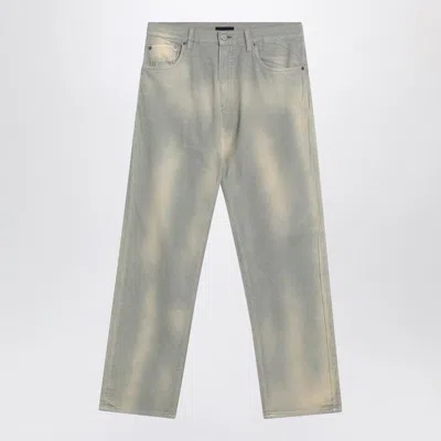 PRADA PRADA  LIGHT BLUE CORDUROY TROUSERS WITH WASHED EFFECT