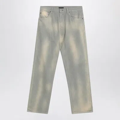 Prada Light Blue Corduroy Trousers With Washed Effect In Gray