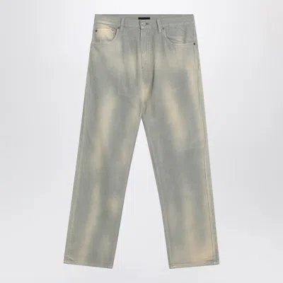 Prada Light Blue Corduroy Trousers With Washed Effect Men